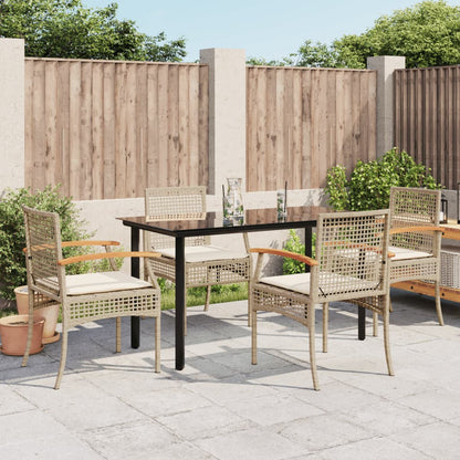 Set da Pranzo da Giardino 5 pz con Cuscini Beige in Polyrattan - homemem39