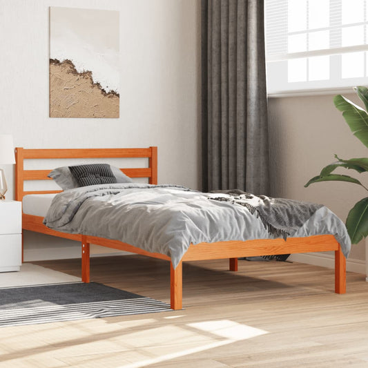 Letto senza Materasso Marrone Cera 90x190 cm in Legno di Pino | homemem39