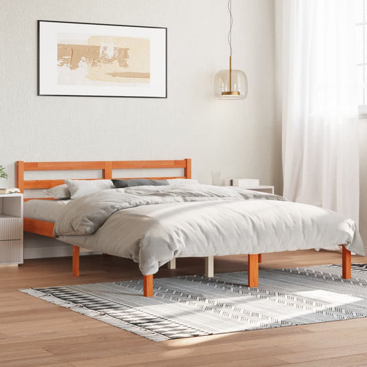 Letto senza Materasso Marrone Cera 120x190 cm in Legno di Pino - homemem39