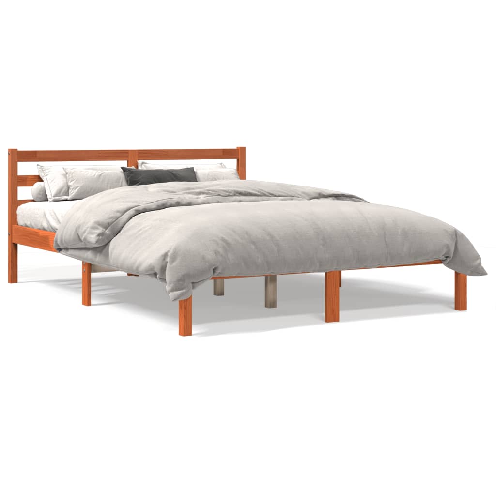 Letto senza Materasso Marrone Cera 140x190 cm in Legno di Pino - homemem39
