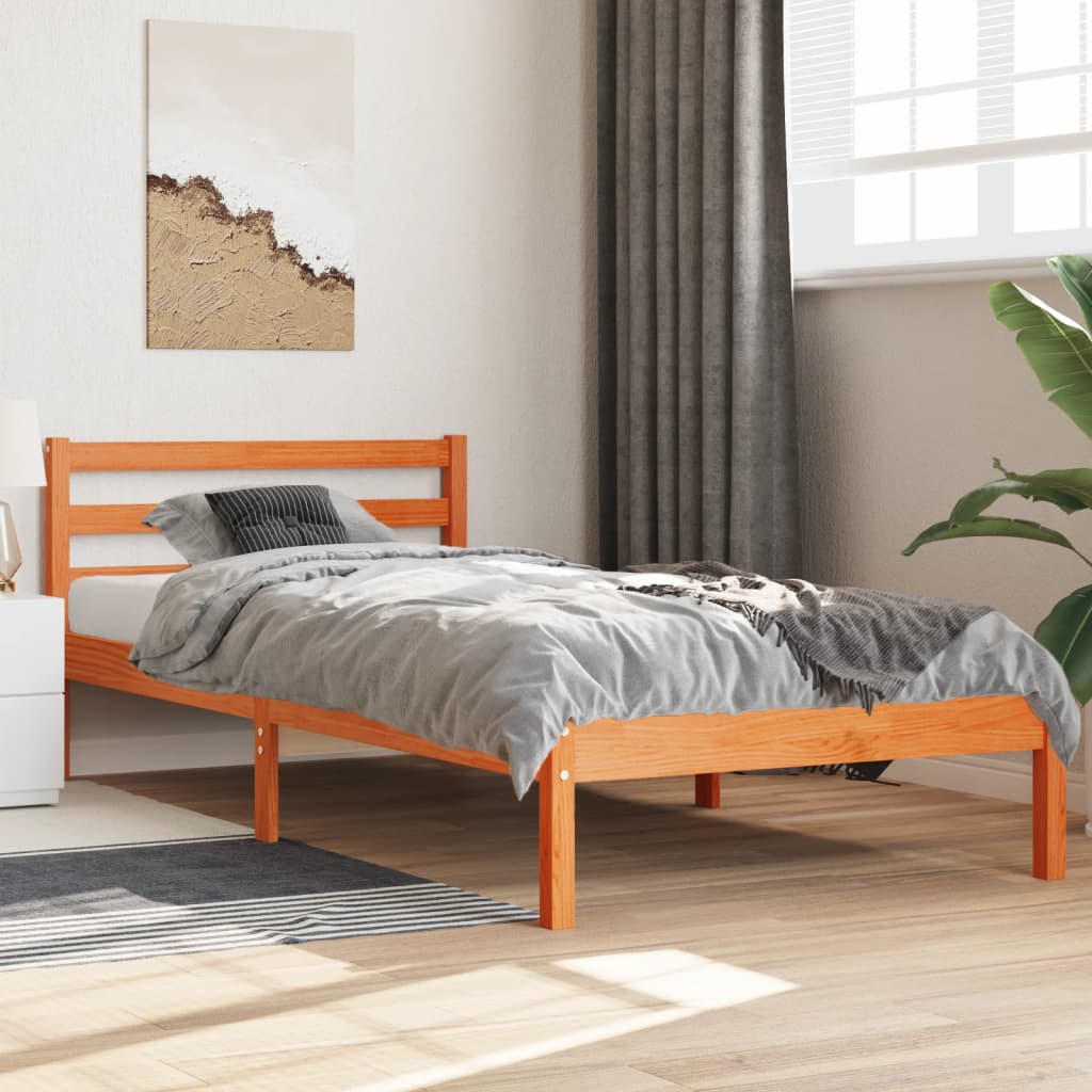 Letto senza Materasso Marrone Cera 90x200 cm Legno di Pino - homemem39