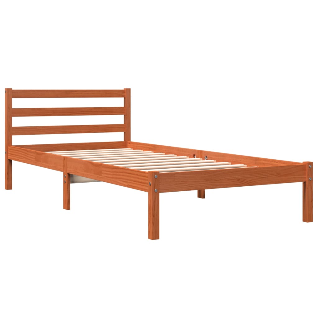 Letto senza Materasso Marrone Cera 100x200 cm in Legno di Pino - homemem39