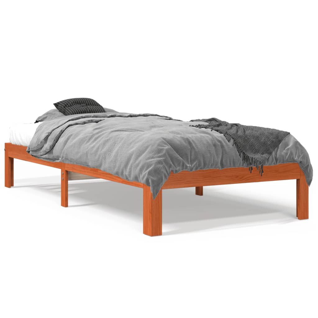 Letto senza Materasso Marrone Cera 75x190 cm in Legno di Pino | homemem39