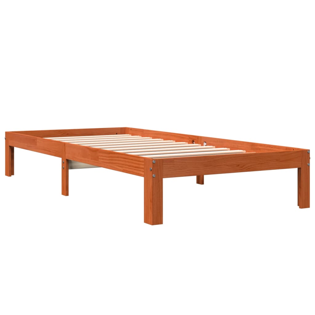 Letto senza Materasso Marrone Cera 75x190 cm in Legno di Pino - homemem39