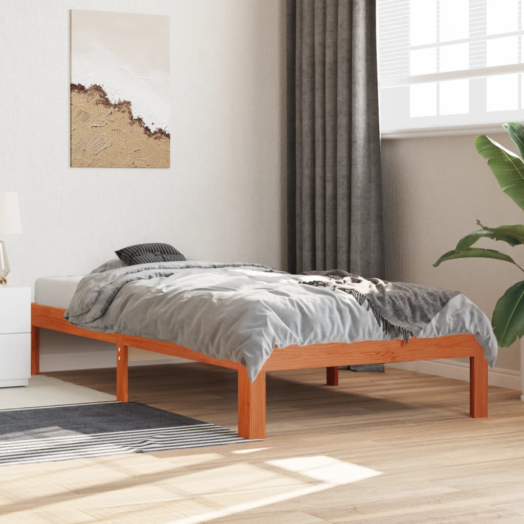 Letto senza Materasso Marrone Cera 75x190 cm in Legno di Pino - homemem39