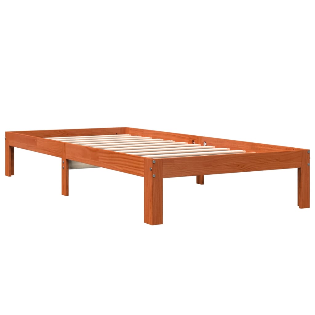 Letto senza Materasso Marrone Cera 90x190 cm in Legno di Pino | homemem39