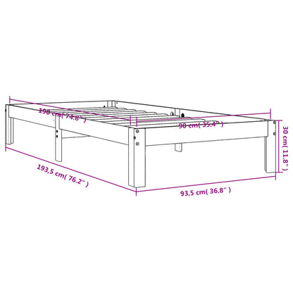 Letto senza Materasso Marrone Cera 90x190 cm in Legno di Pino | homemem39