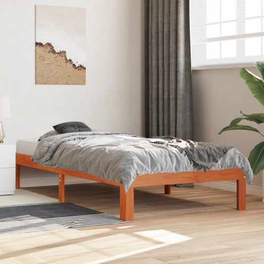 Letto senza Materasso Marrone Cera 90x190 cm in Legno di Pino | homemem39