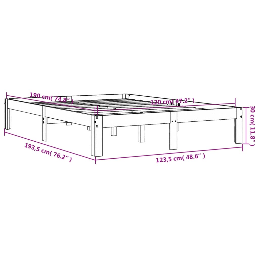 Letto senza Materasso Marrone Cera 120x190 cm in Legno di Pino | homemem39