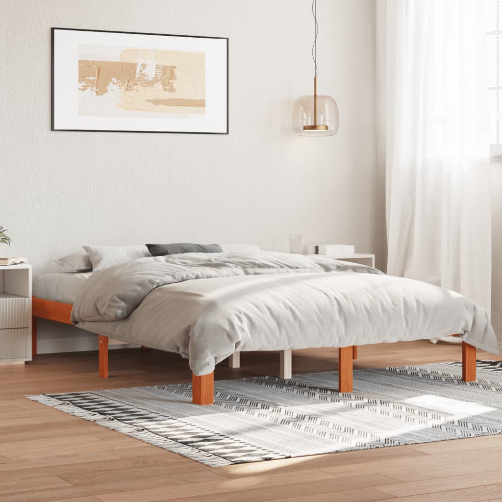 Letto senza Materasso Marrone Cera 120x190 cm in Legno di Pino - homemem39