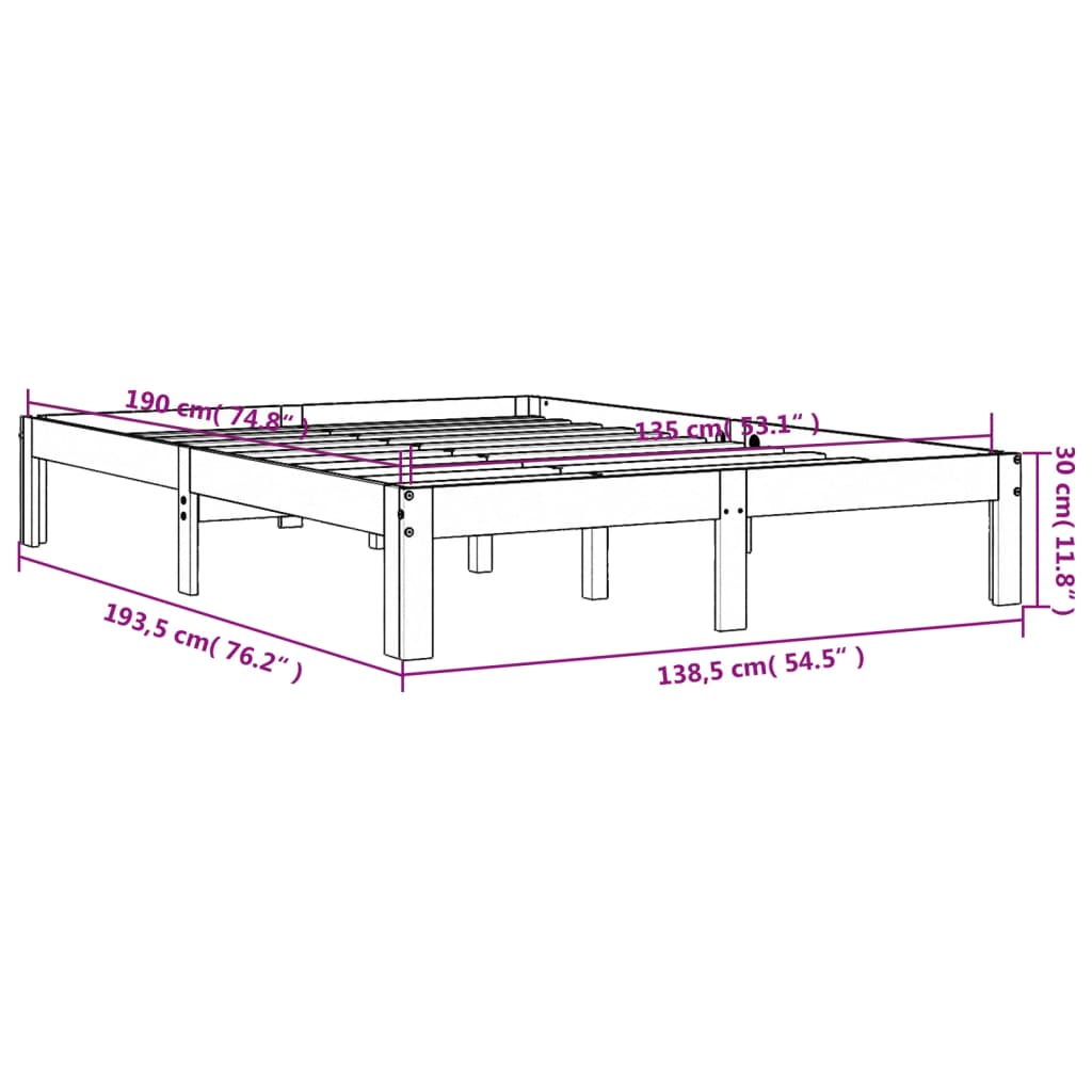 Letto senza Materasso Marrone Cera 135x190 cm in Legno di Pino | homemem39
