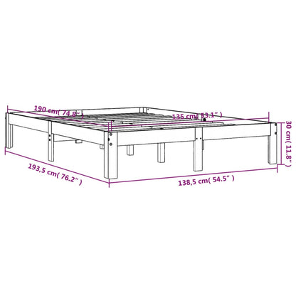 Letto senza Materasso Marrone Cera 135x190 cm in Legno di Pino | homemem39