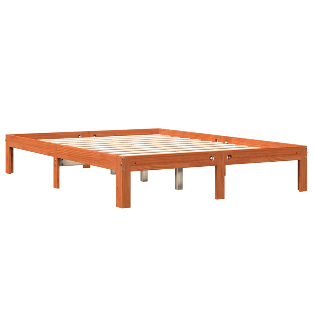 Letto senza Materasso Marrone Cera 140x190 cm in Legno di Pino | homemem39