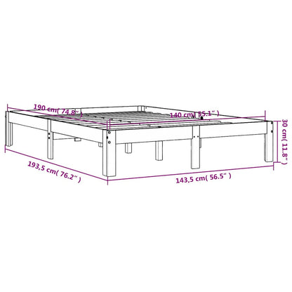 Letto senza Materasso Marrone Cera 140x190 cm in Legno di Pino | homemem39