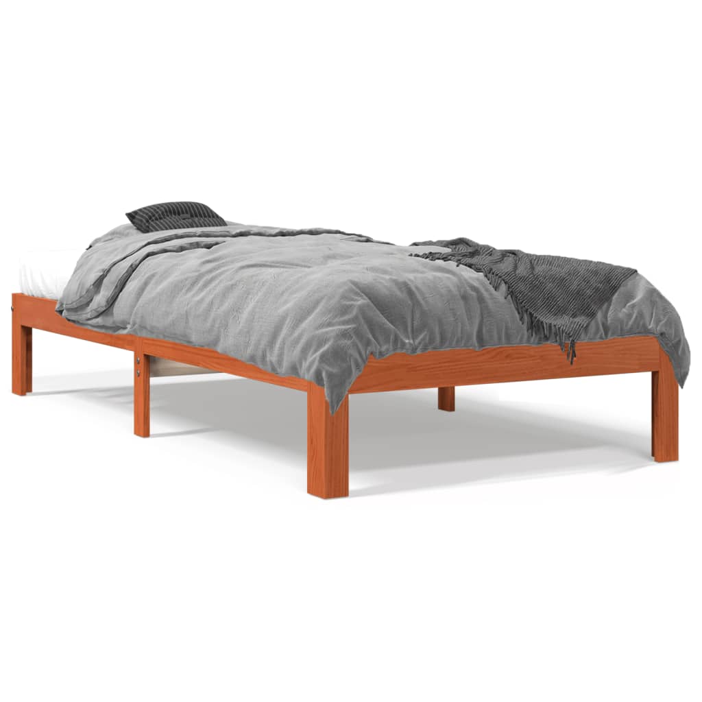 Letto senza Materasso Marrone Cera 100x200 cm in Legno di Pino | homemem39