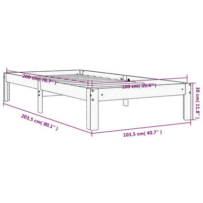 Letto senza Materasso Marrone Cera 100x200 cm in Legno di Pino | homemem39