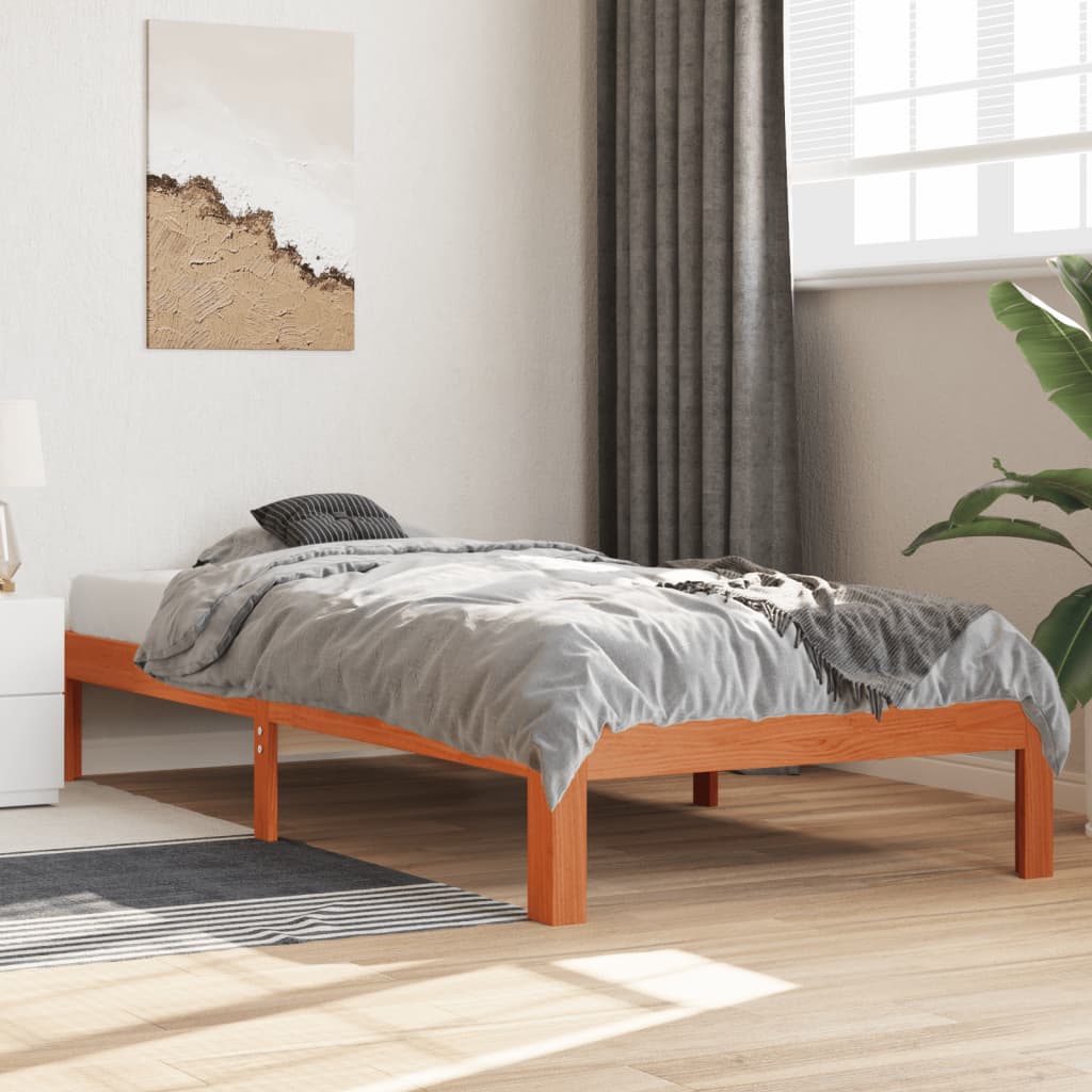 Letto senza Materasso Marrone Cera 100x200 cm in Legno di Pino - homemem39