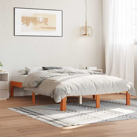 Letto senza Materasso Marrone Cera 120x200 cm in Legno di Pino - homemem39