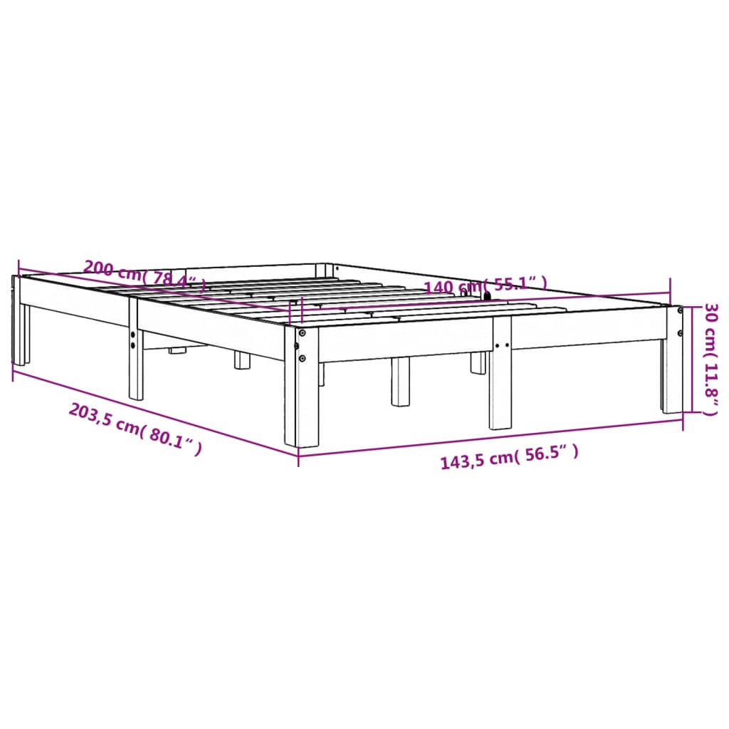 Giroletto senza Materasso Marrone Cera 140x200cm Massello Pino | homemem39