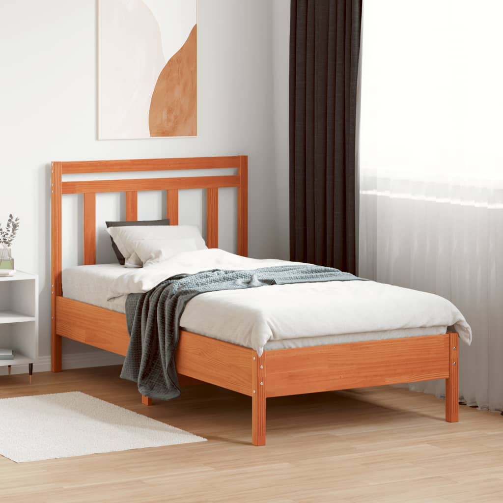 Testiera Marrone Cera 100 cm in Legno Massello di Pino - homemem39