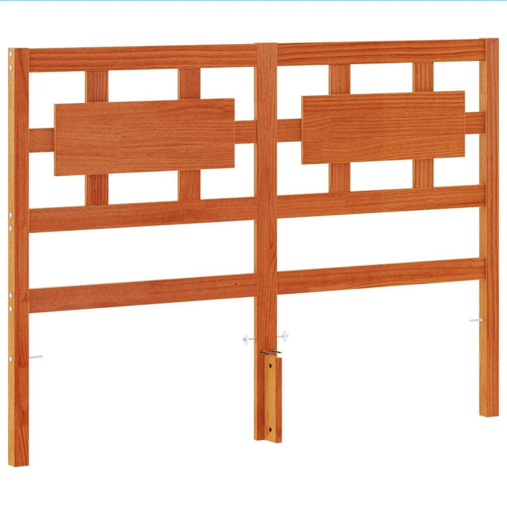 Testiera Marrone Cera 135 cm in Legno Massello di Pino - homemem39