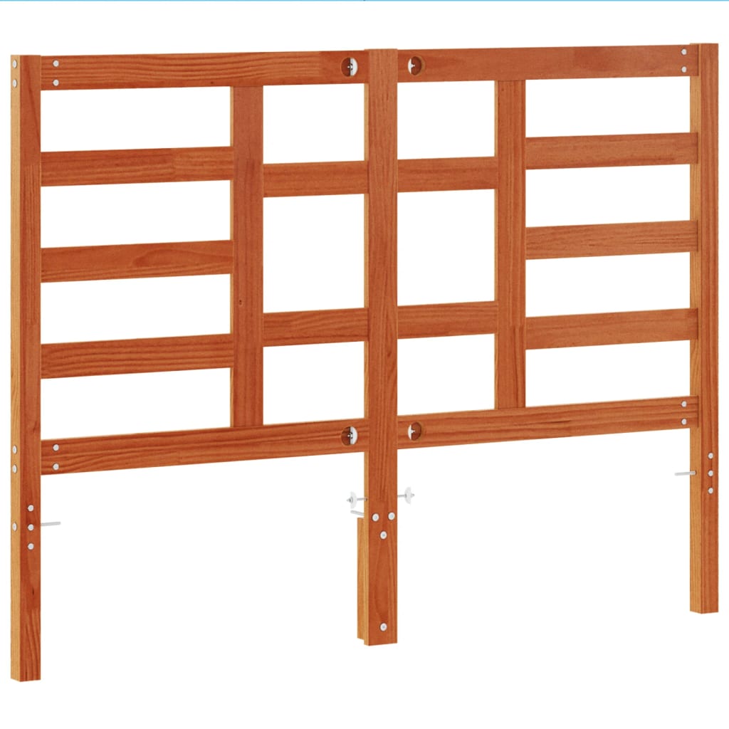 Testiera Marrone Cera 135 cm in Legno Massello di Pino - homemem39