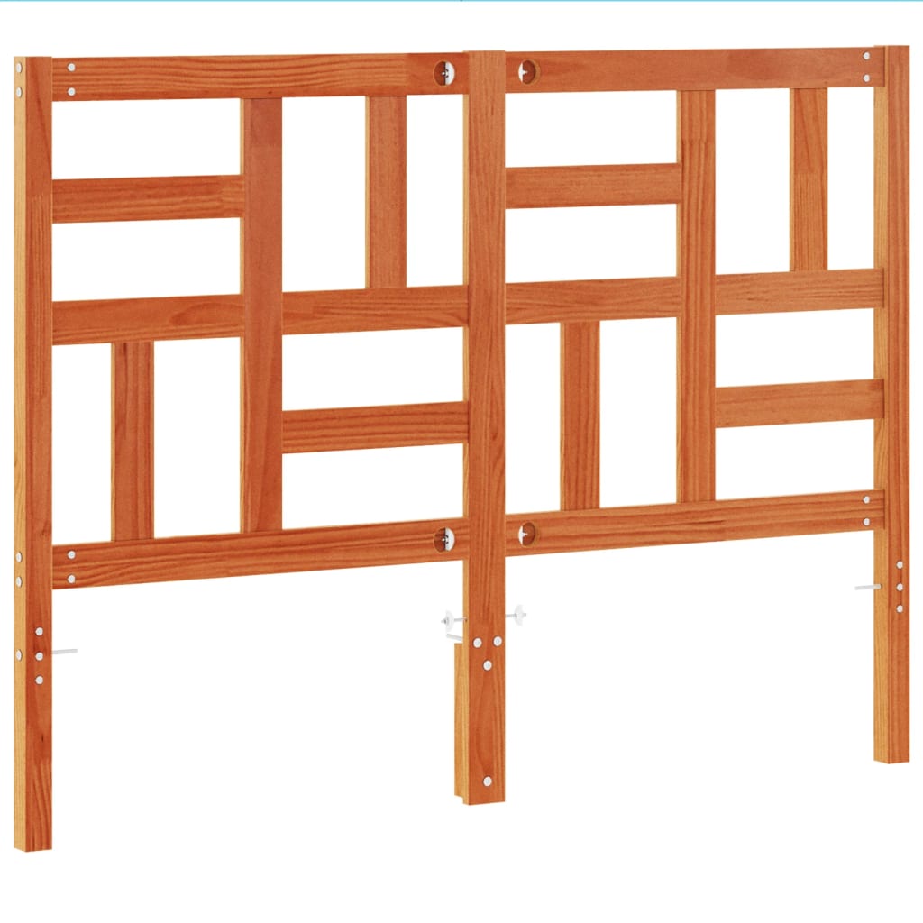 Testiera Marrone Cera 135 cm in Legno Massello di Pino - homemem39