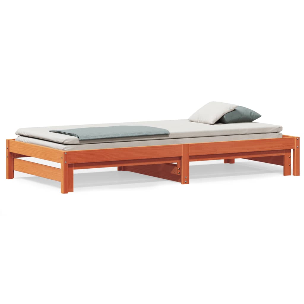 Divano con Letto Estraibile Marrone Cera 90x200cm Massello Pino | homemem39