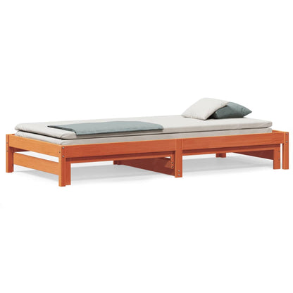 Divano con Letto Estraibile Marrone Cera 90x200cm Massello Pino | homemem39