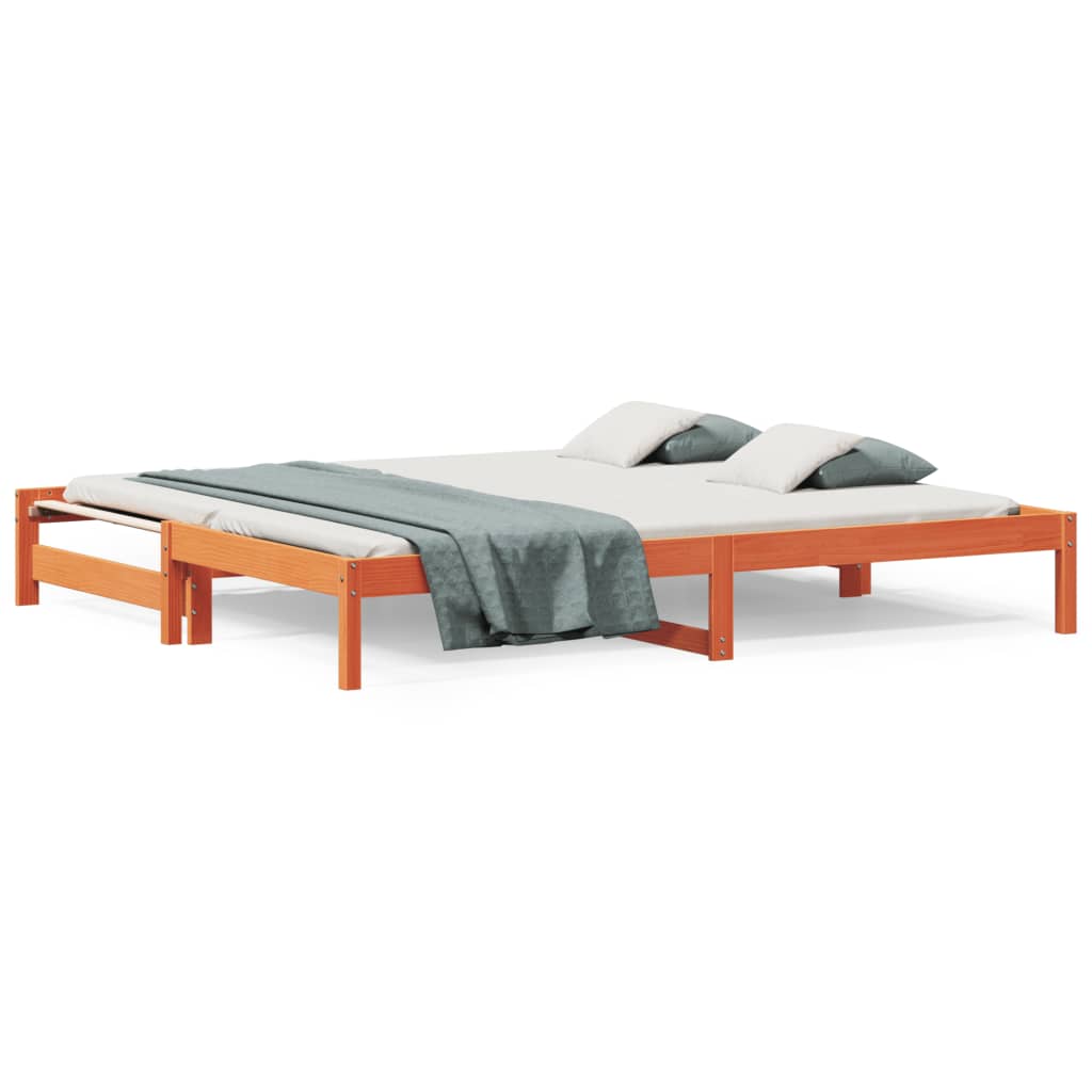 Divano con Letto Estraibile Marrone Cera 90x200cm Massello Pino - homemem39