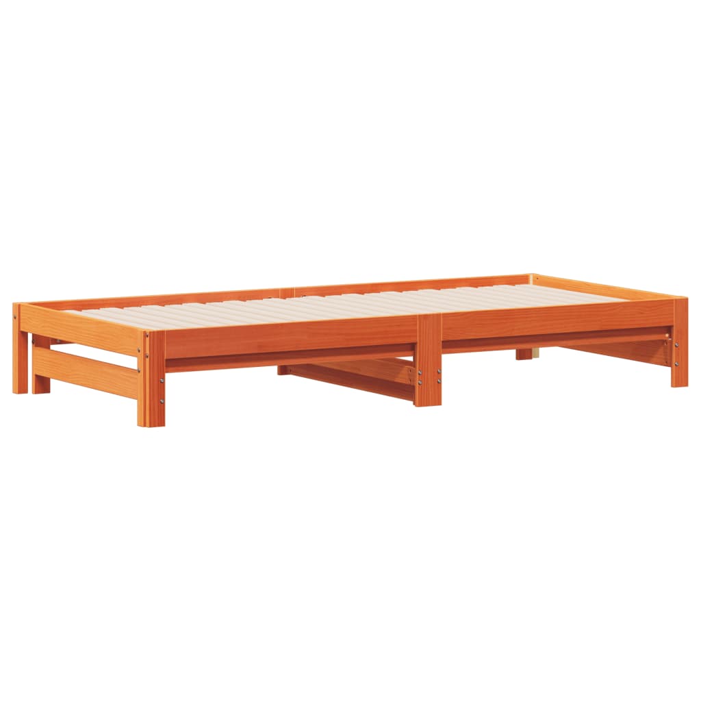 Divano con Letto Estraibile Marrone Cera 80x200cm Massello Pino | homemem39