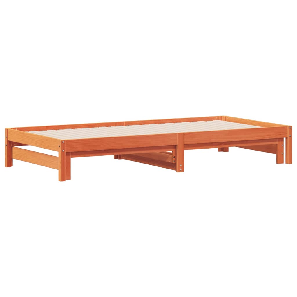 Divano con Letto Estraibile Marrone Cera 90x190cm Massello Pino | homemem39