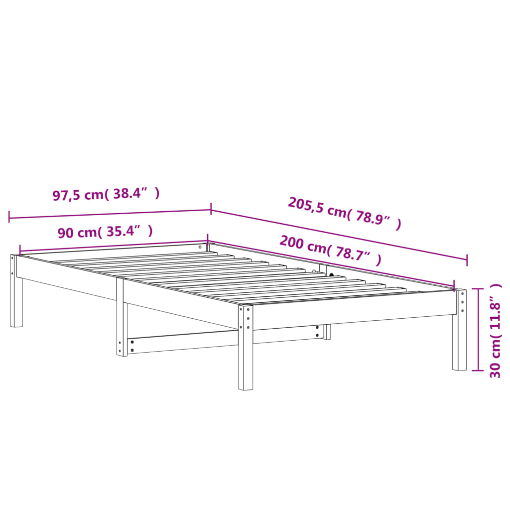 Dormeuse senza Materasso Marrone Cera 90x200 cm Legno di Pino | homemem39