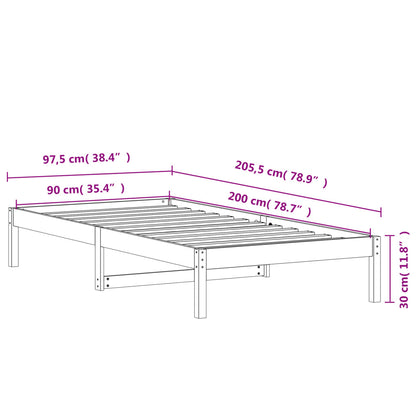 Dormeuse senza Materasso Marrone Cera 90x200 cm Legno di Pino - homemem39