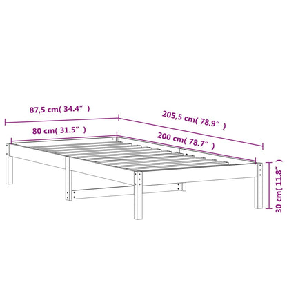 Dormeuse senza Materasso Marrone Cera 80x200 cm Legno di Pino | homemem39