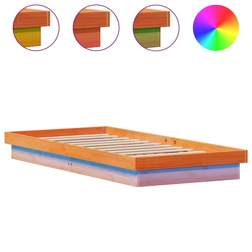 Giroletto LED Marrone Cera 90x200 cm in Legno Massello di Pino | homemem39