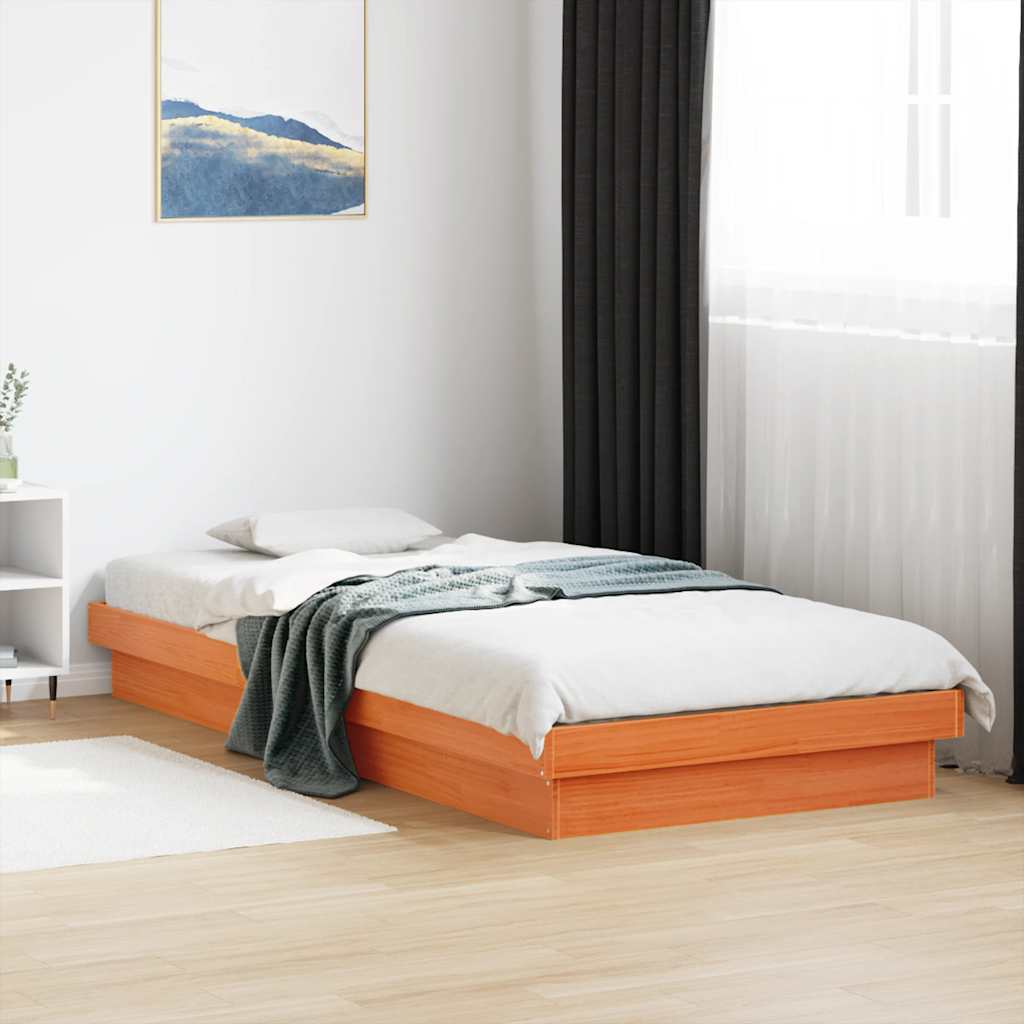 Giroletto LED Marrone Cera 90x200 cm in Legno Massello di Pino | homemem39