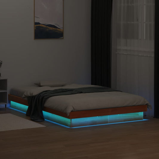 Giroletto LED Marrone Cera 140x200 cm in Legno Massello di Pino | homemem39