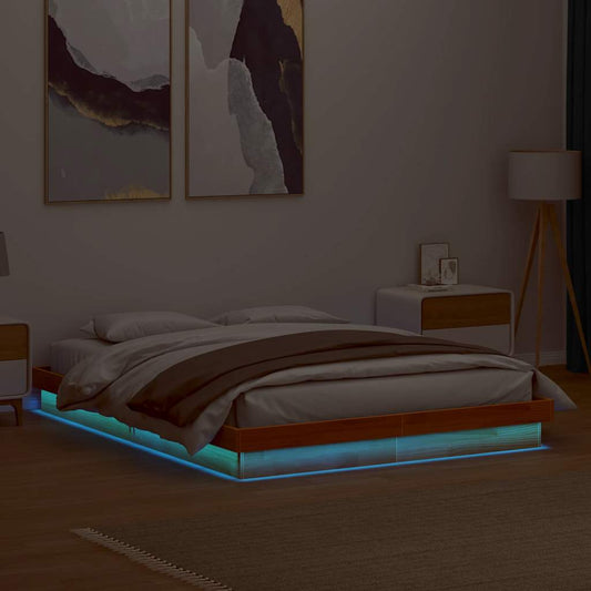 Giroletto LED Marrone Cera 150x200 cm in Legno Massello di Pino | homemem39