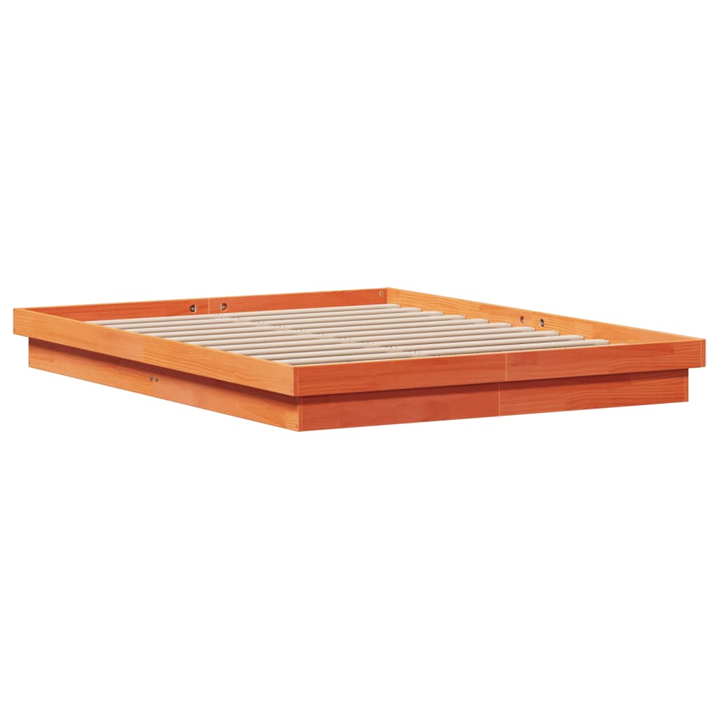 Giroletto Marrone Cera con LED 160x200 cm Legno Massello Pino | homemem39