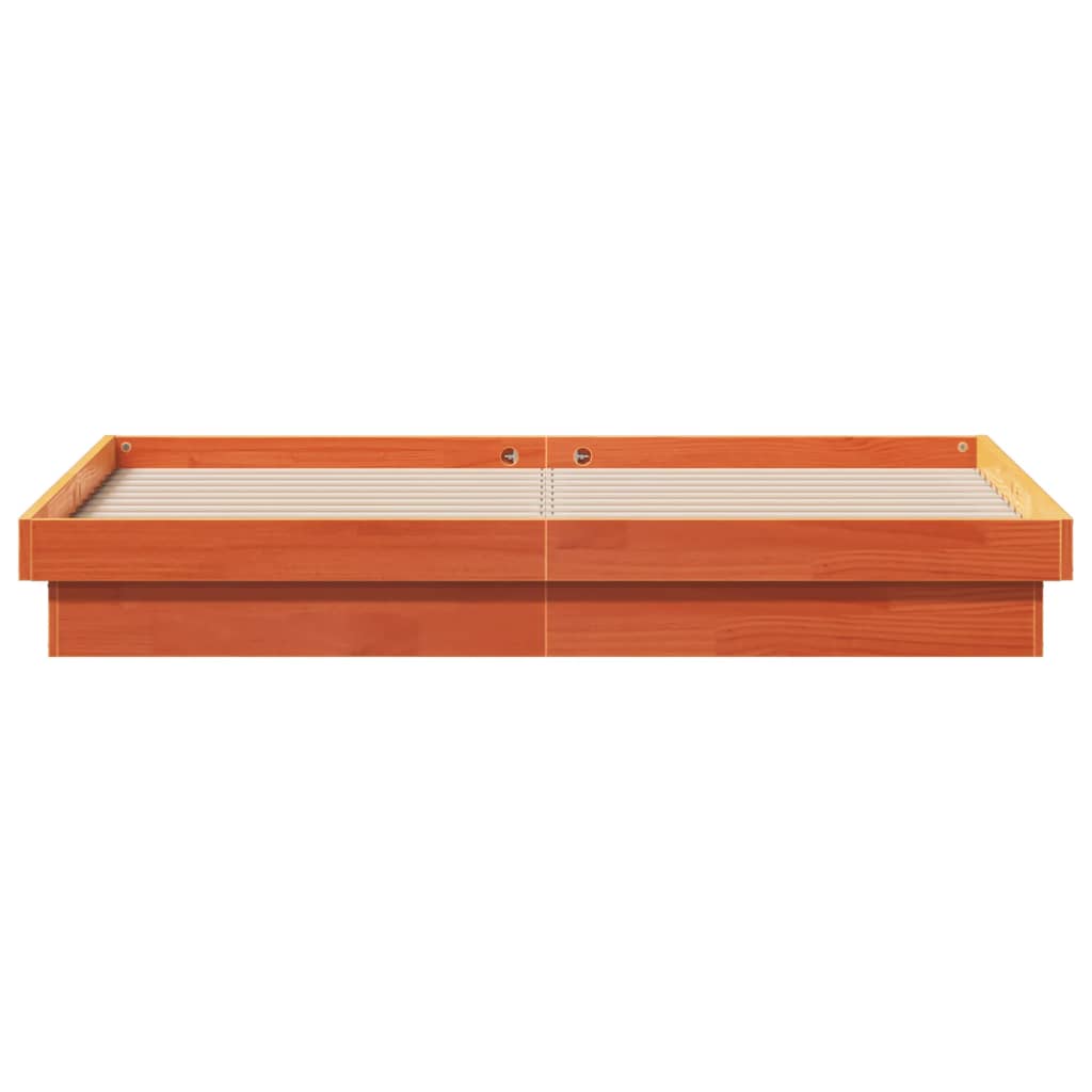 Giroletto Marrone Cera con LED 160x200 cm Legno Massello Pino