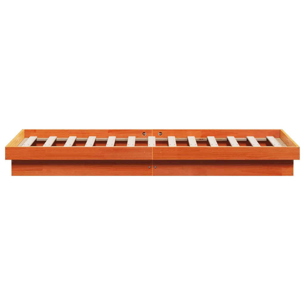Giroletto Marrone Cera con LED 160x200 cm Legno Massello Pino