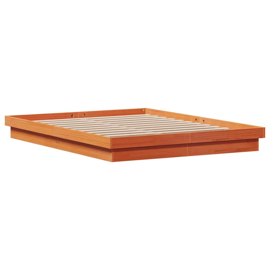 Giroletto Marrone Cera con LED 160x200 cm Legno Massello Pino | homemem39