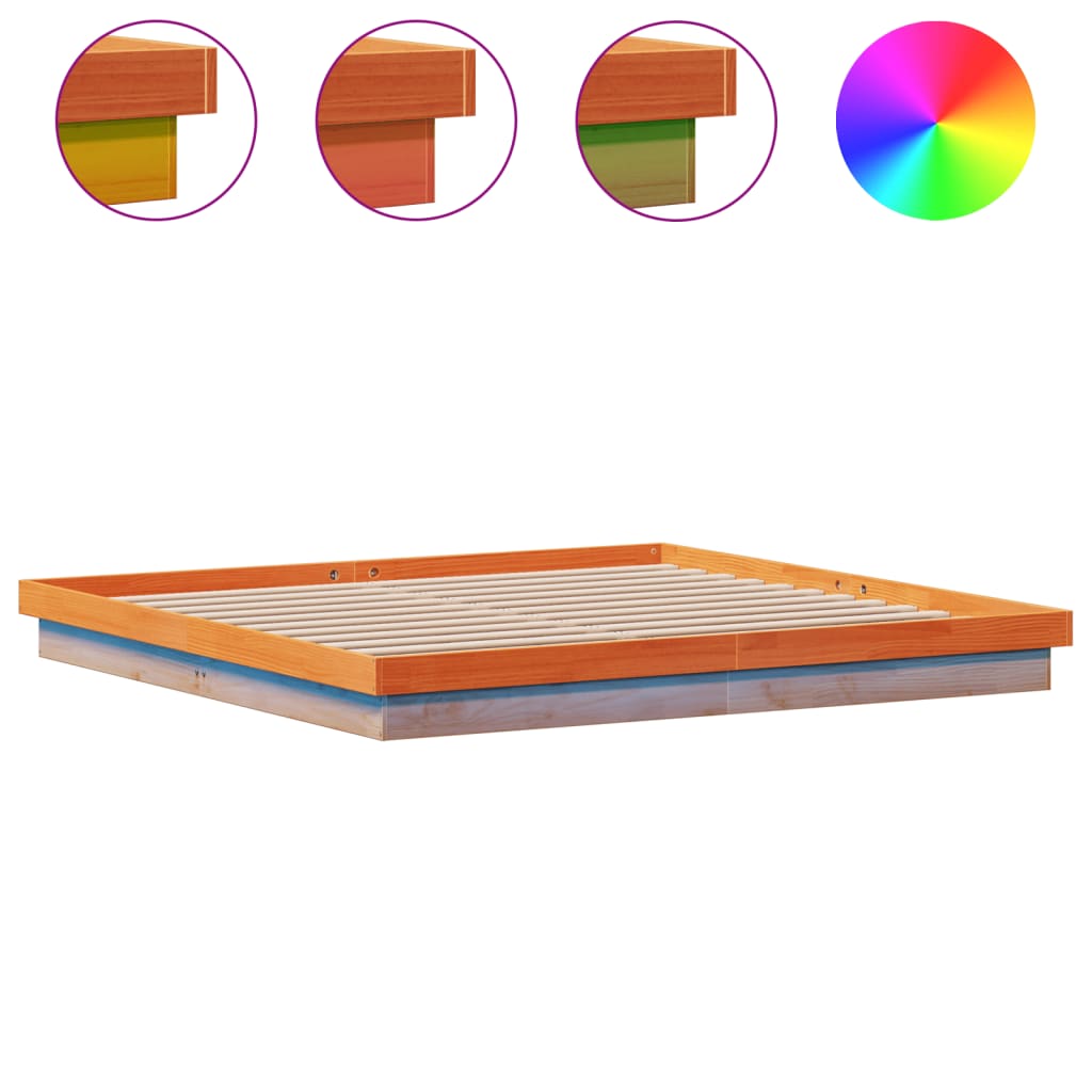 Giroletto LED Marrone Cera 200x200 cm in Legno Massello di Pino - homemem39