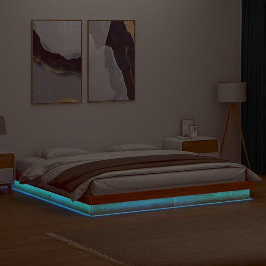 Giroletto LED Marrone Cera 200x200 cm in Legno Massello di Pino | homemem39