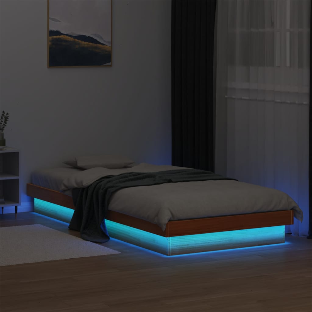 Giroletto LED Marrone Cera 90x190 cm in Legno Massello di Pino | homemem39