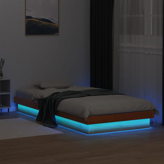 Giroletto LED Marrone Cera 90x190 cm in Legno Massello di Pino | homemem39