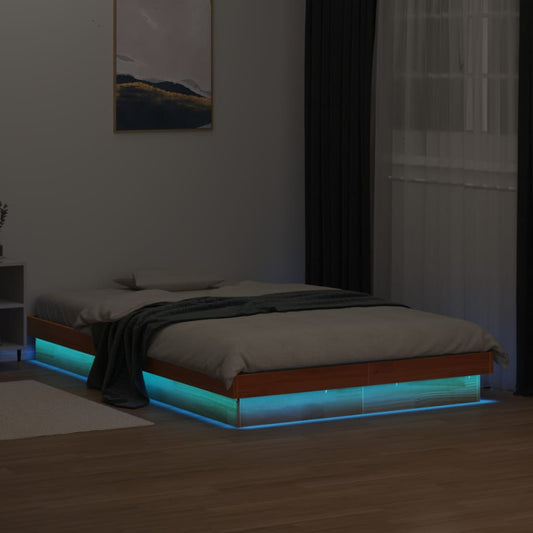 Giroletto LED Marrone Cera 135x190 cm in Legno Massello di Pino | homemem39