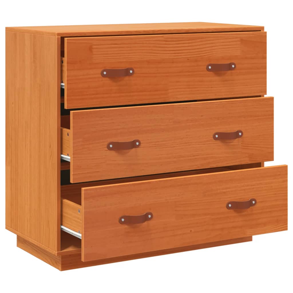 Credenza Marrone Cera 80x40x75 cm in Legno Massello di Pino - homemem39