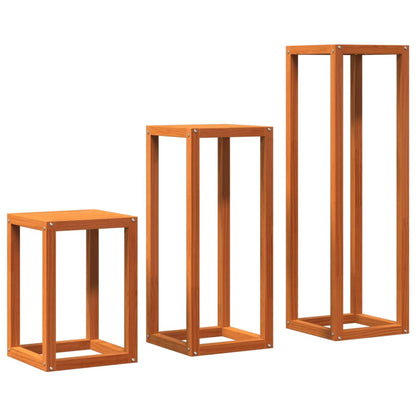 Supporti per Piante 3 pz Marrone Cera in Legno Massello di Pino - homemem39